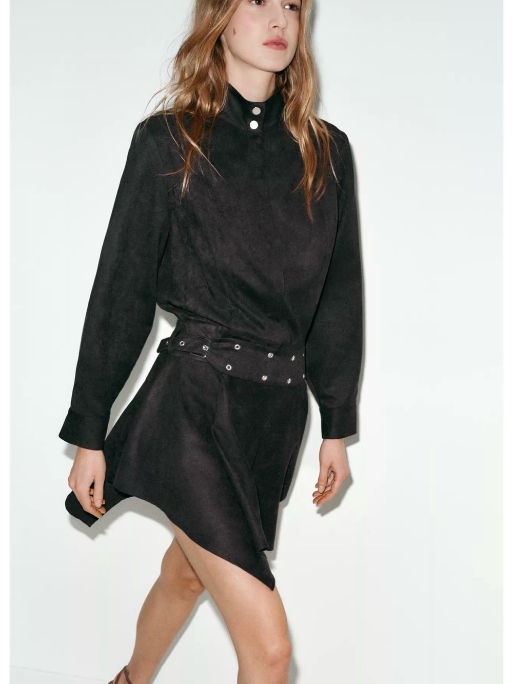 Zara faux suede dress with belt